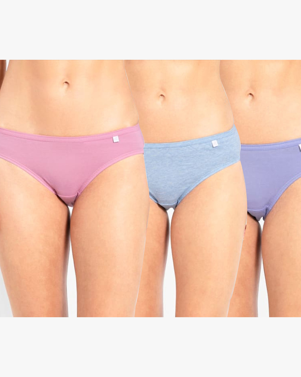 Jockey Ladies 3 Pieces Pack Assorted Colour Solid Panties Large