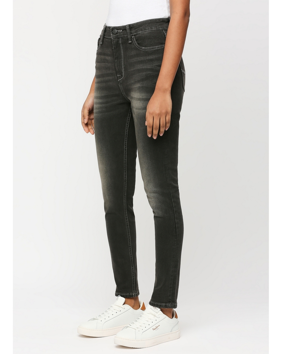 Pepe Ladies Solid Black Skinny Fit Jeans