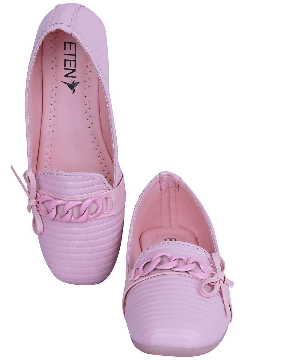 Eten Girls Rexine Peach Slip-On  Casual Shoes