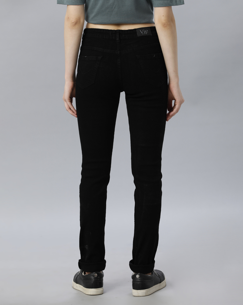 Vie Ladies Slim Fit Black Jeans