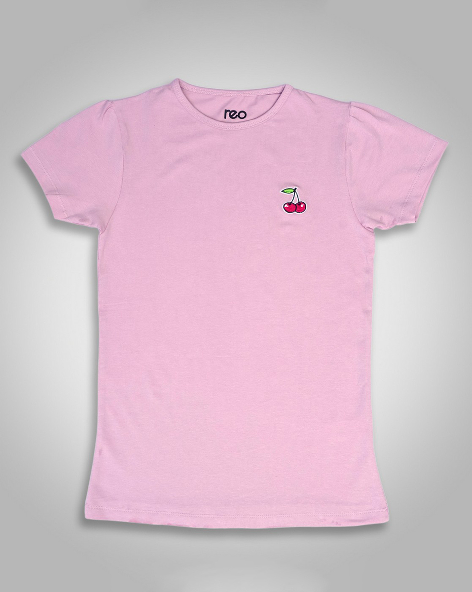 Reo Girls Regular Fit Pink Solid T-Shirt