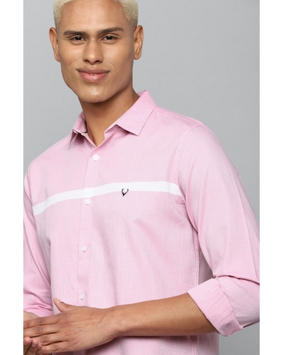 Allen Solly Sport Mens Patterned Pink Slim Fit Casual Shirt