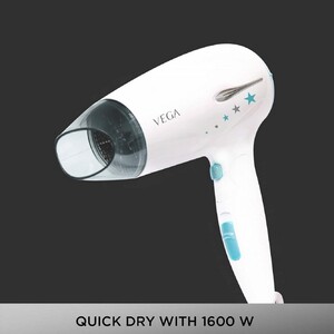 VEGA Insta Wave Foldable Hair Dryer With Cool Shot Button & 3 Heat/Speed Setting VHDH-22, White