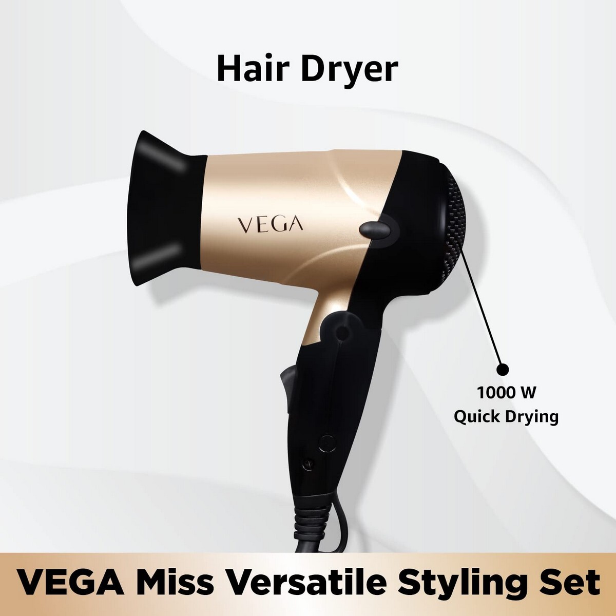 VEGA Miss Versatile Styling Set Straightener, Curler & Dryer Gift Combo VHSS-03