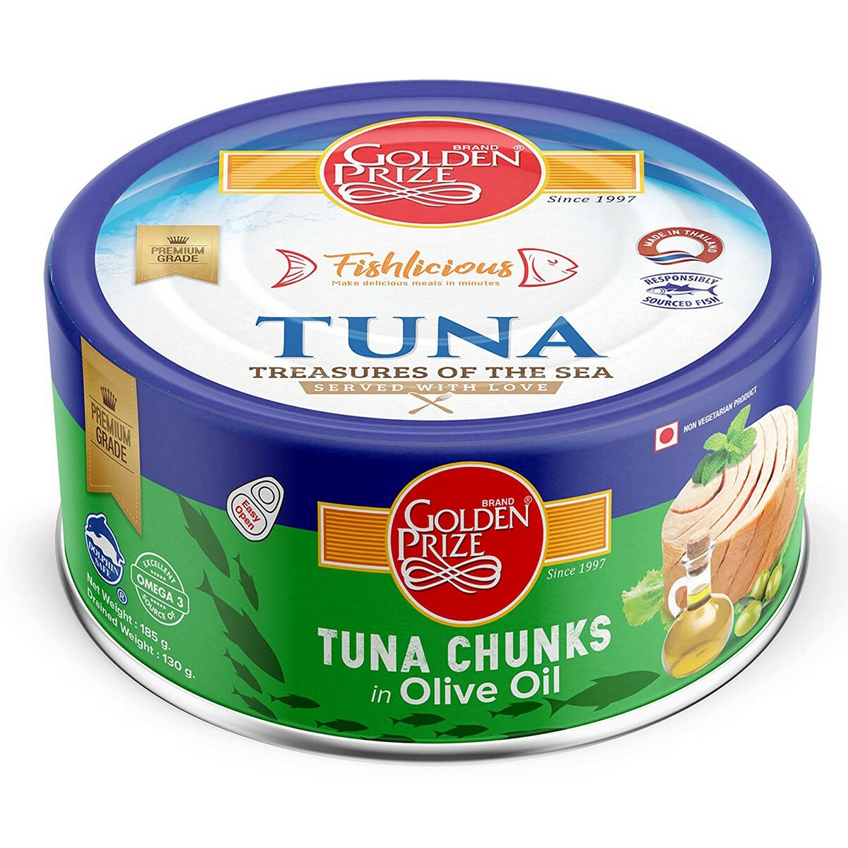 Golden Prize  Tuna Chunks  In  Virgin Olive Oil  185G