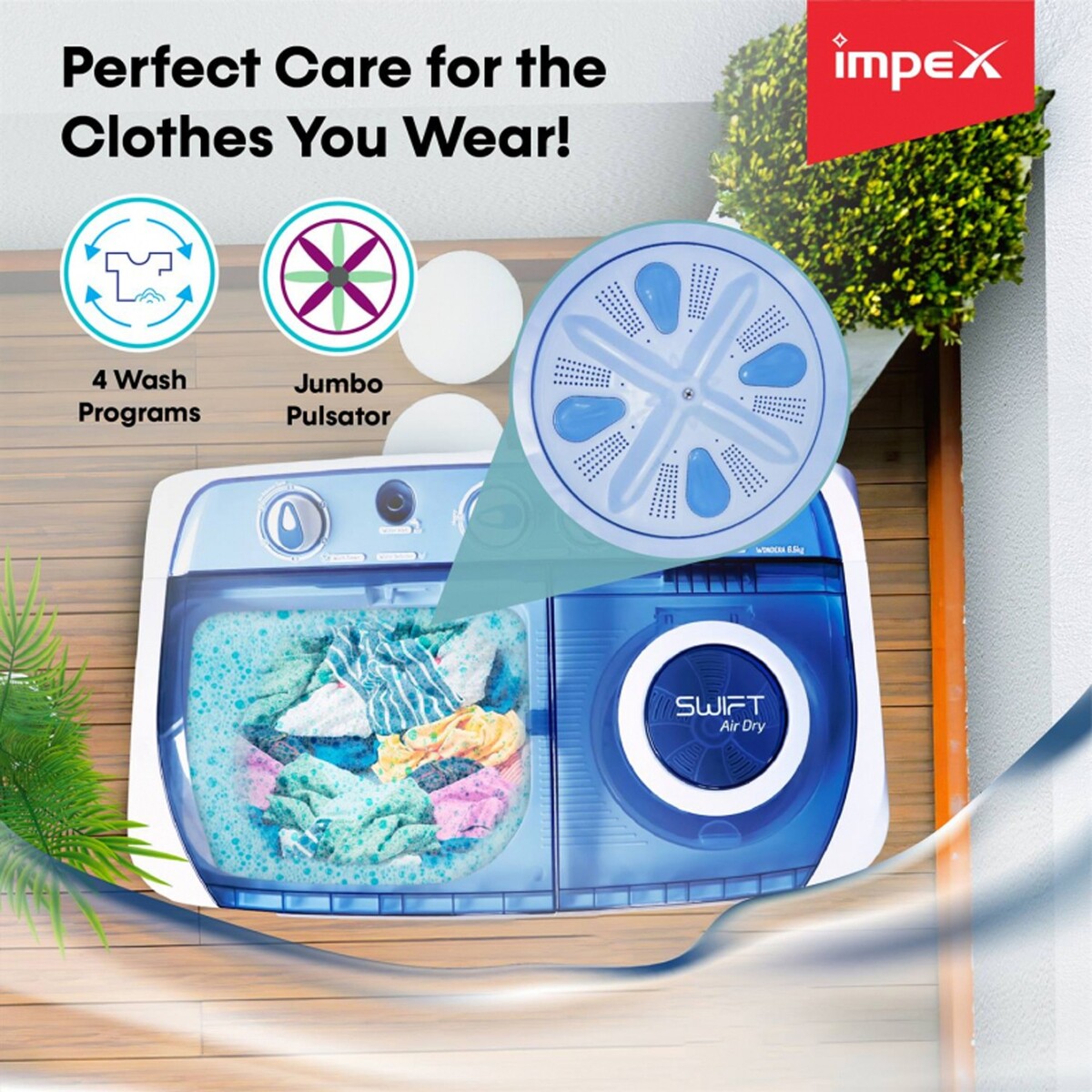 Impex Semi Automatic Washing Machine WONDERA WIZ 65SABL 6.5Kg