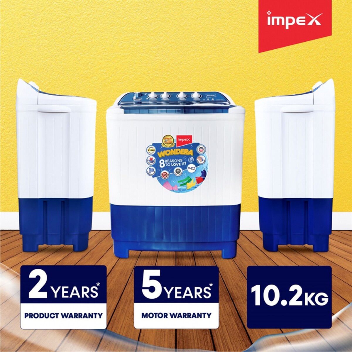 Impex Semi Automatic Washing Machine WONDERA WIZ 75SABL 7.5Kg