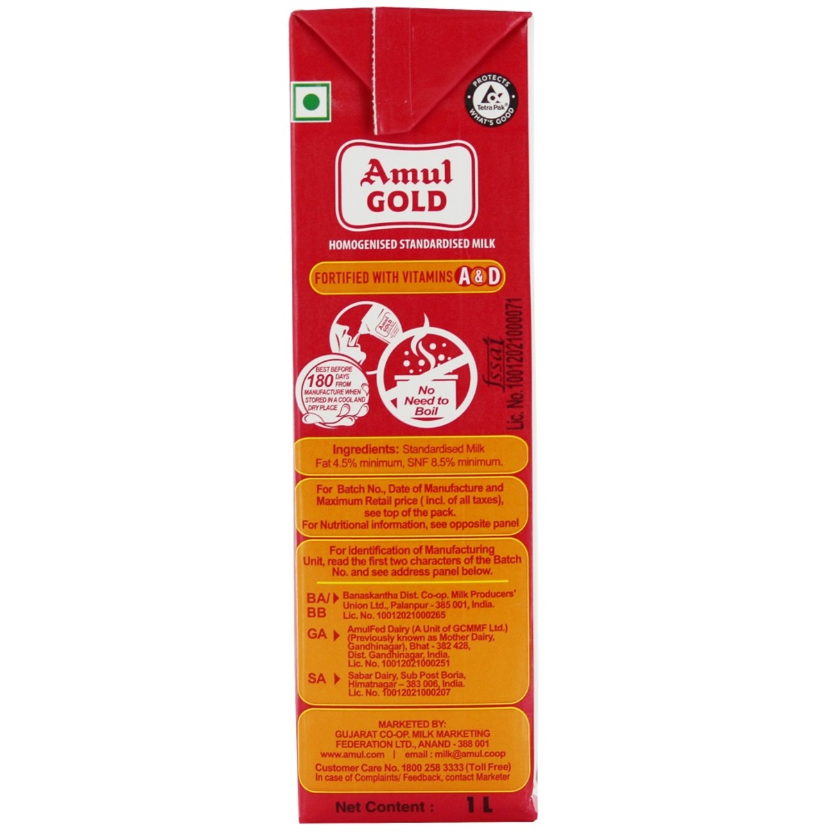 Amul Gold Homogenised Standardised Milk 1 Liter