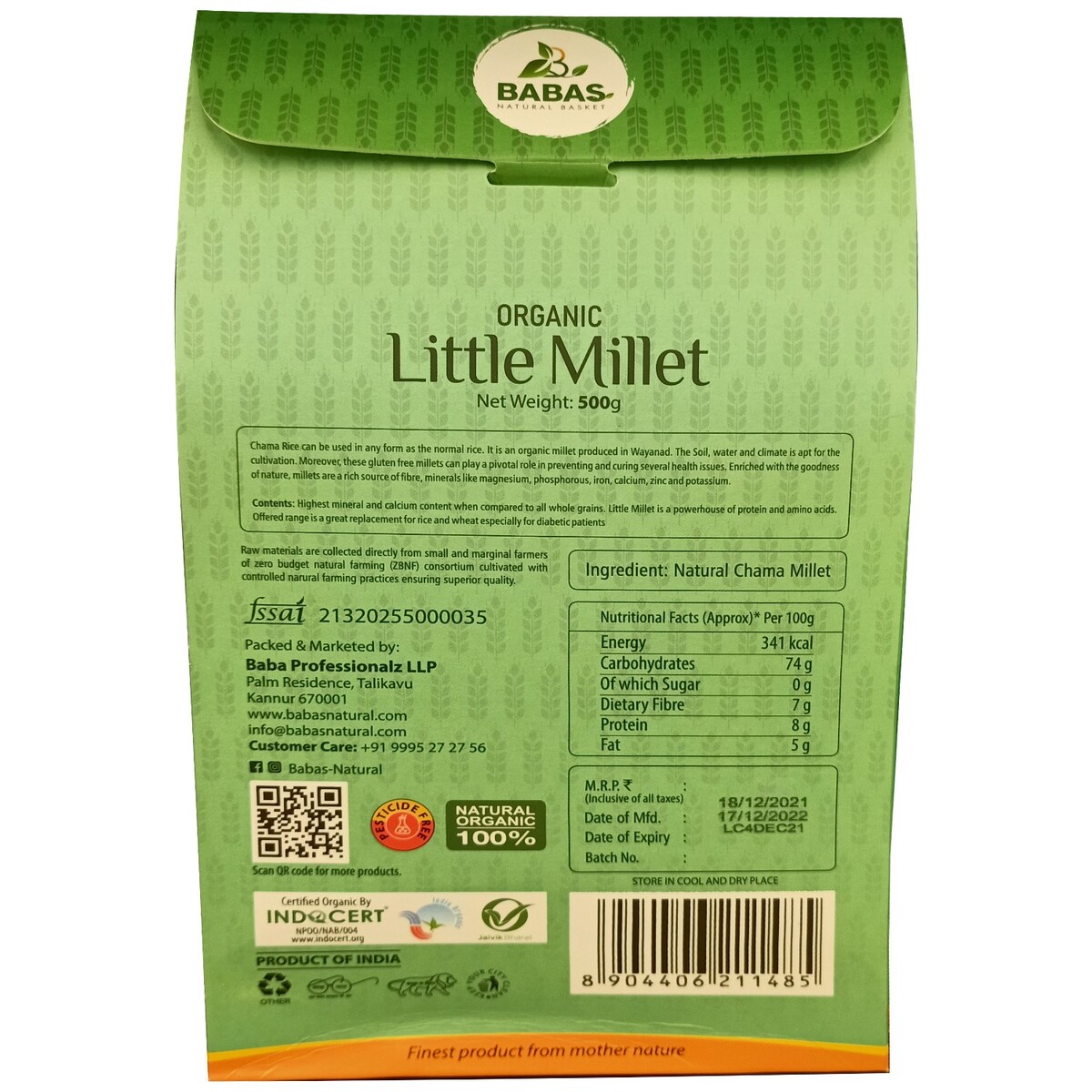 Babas Little Millet 500g