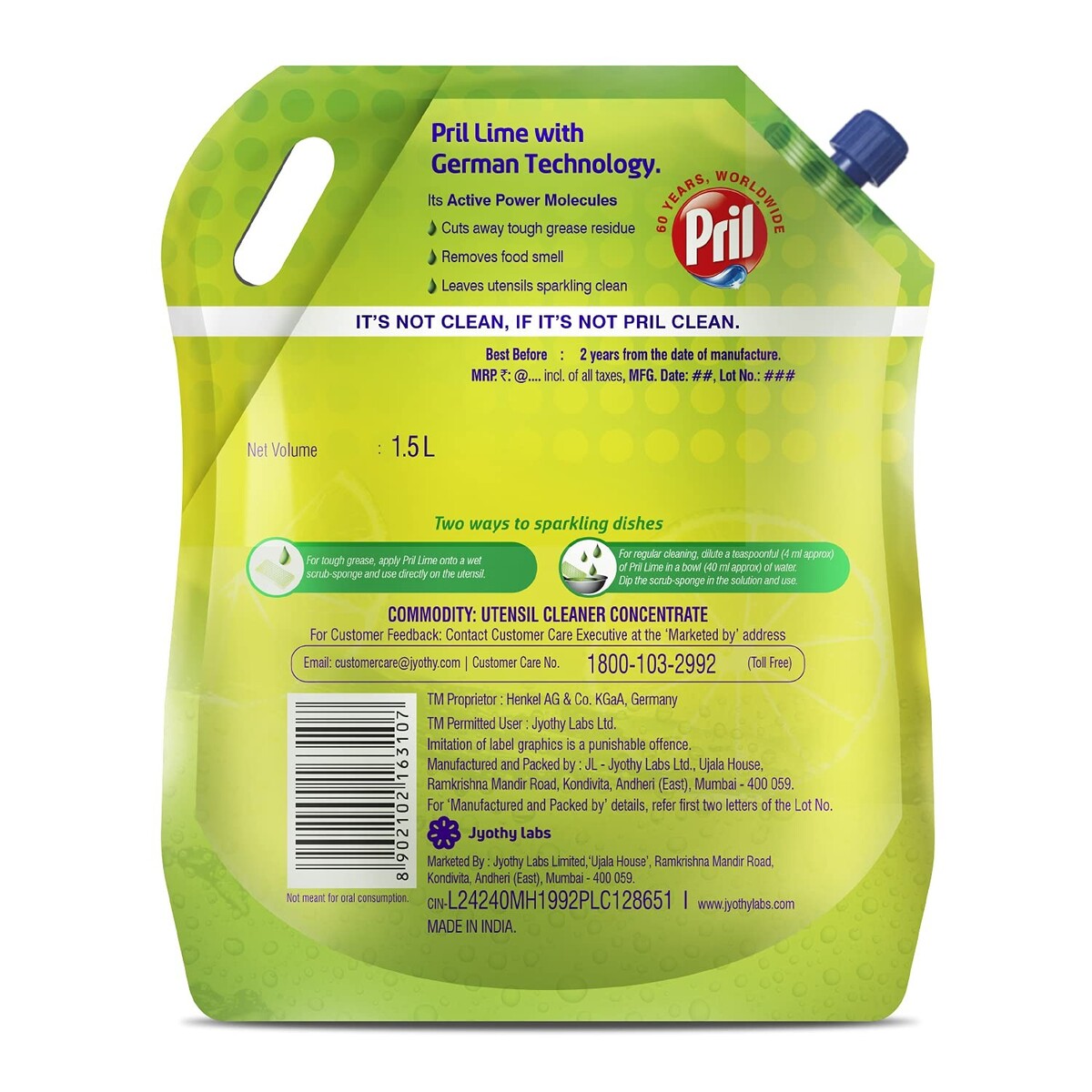 PrilDish Wash Liquid Green 1.5Litre