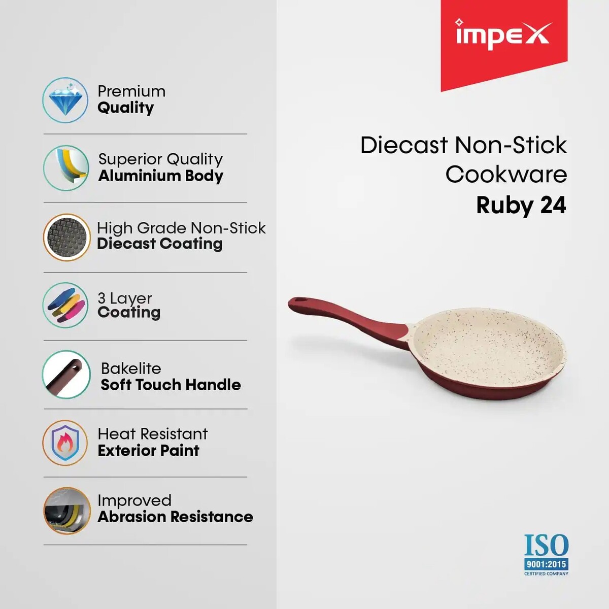 Impex Diecast Non Stick Fry Pan Ruby24