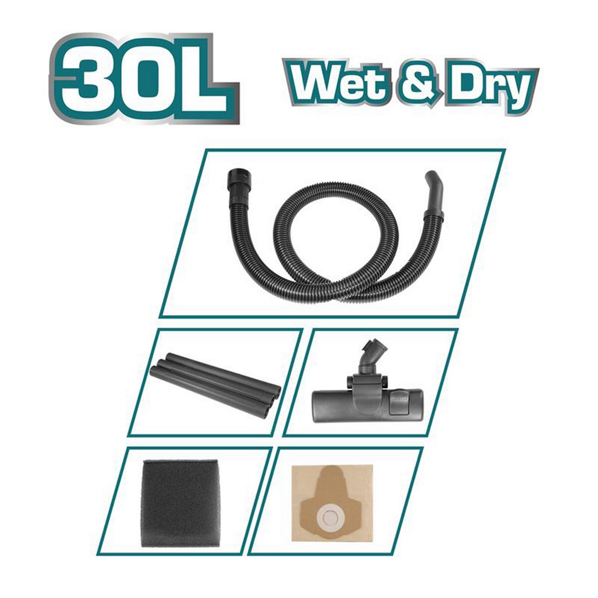 Total TVC13301 Wet & Dry Vacuum Cleaner 1300W