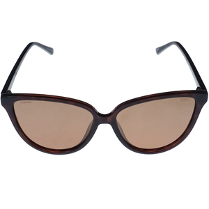 Idee Ladies Shiny Brown Demi Frame With Gradient Gold Mirror-Brown Lens Sunglass