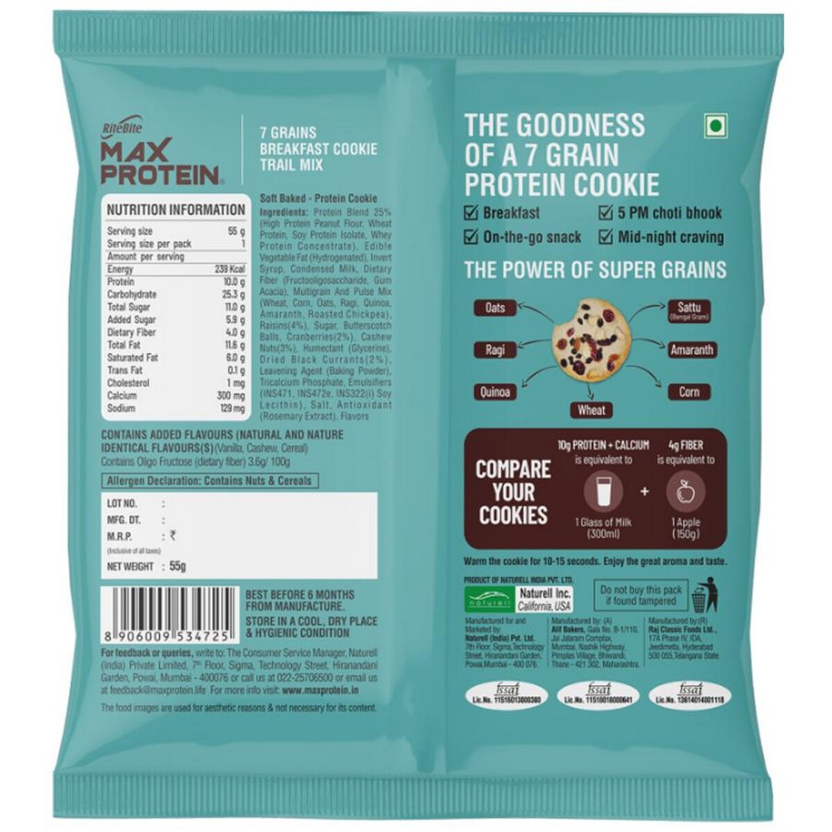 Ritebite Max Protein Cookies Trail Mix 55g