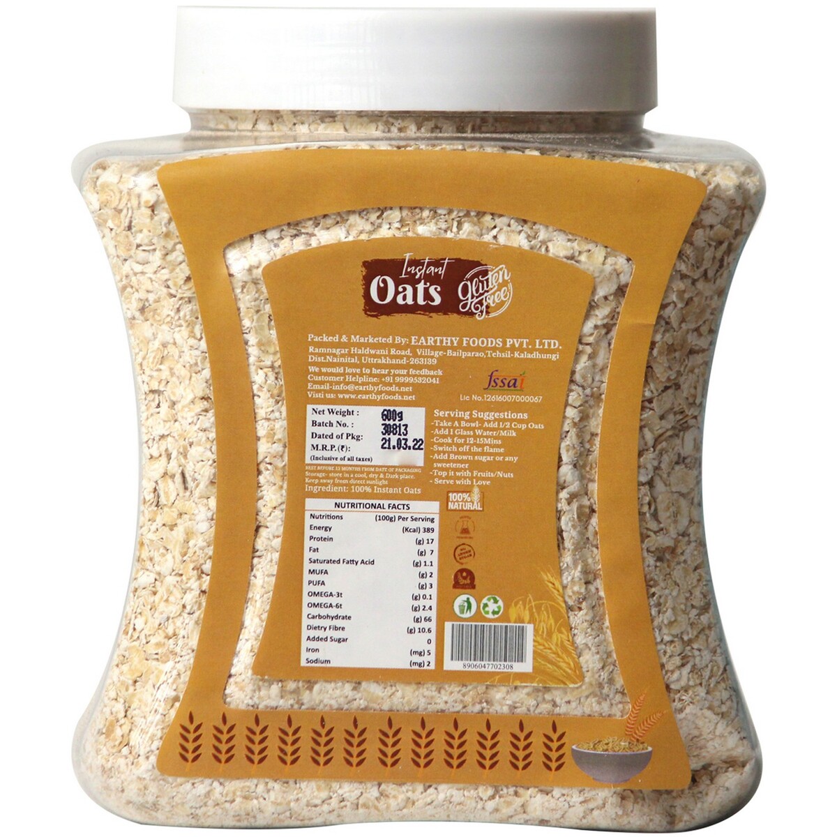 Organic Nation Instant Oats 600g