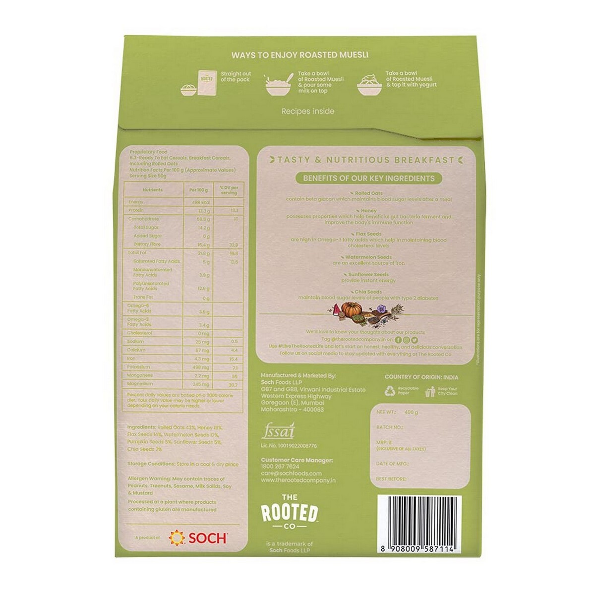 The Rooted Company Roasted Muesli Super Seed 400g