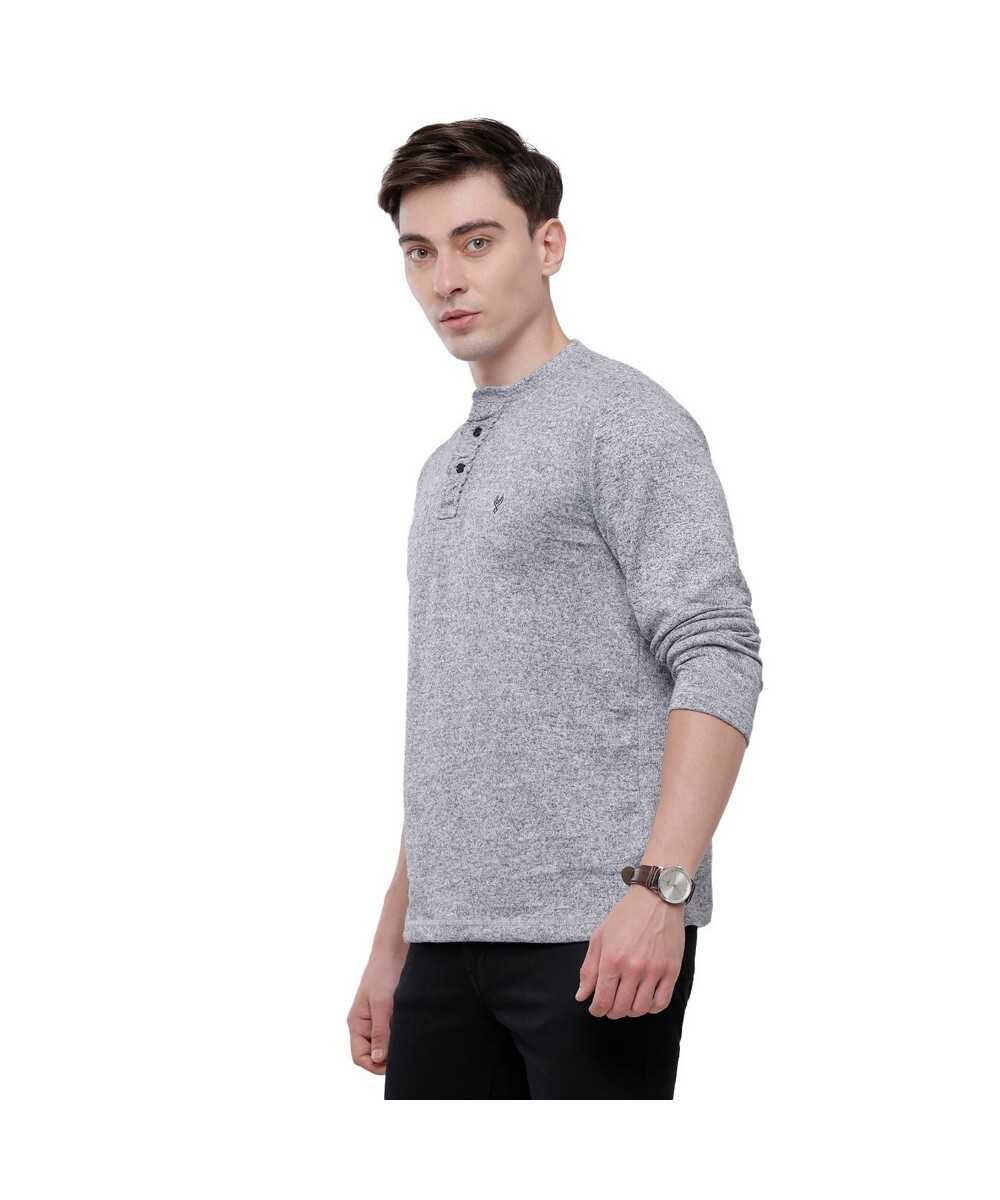Classic Polo Mens Slim Fit Grey Full Sleeves Solid Polo T Shirt