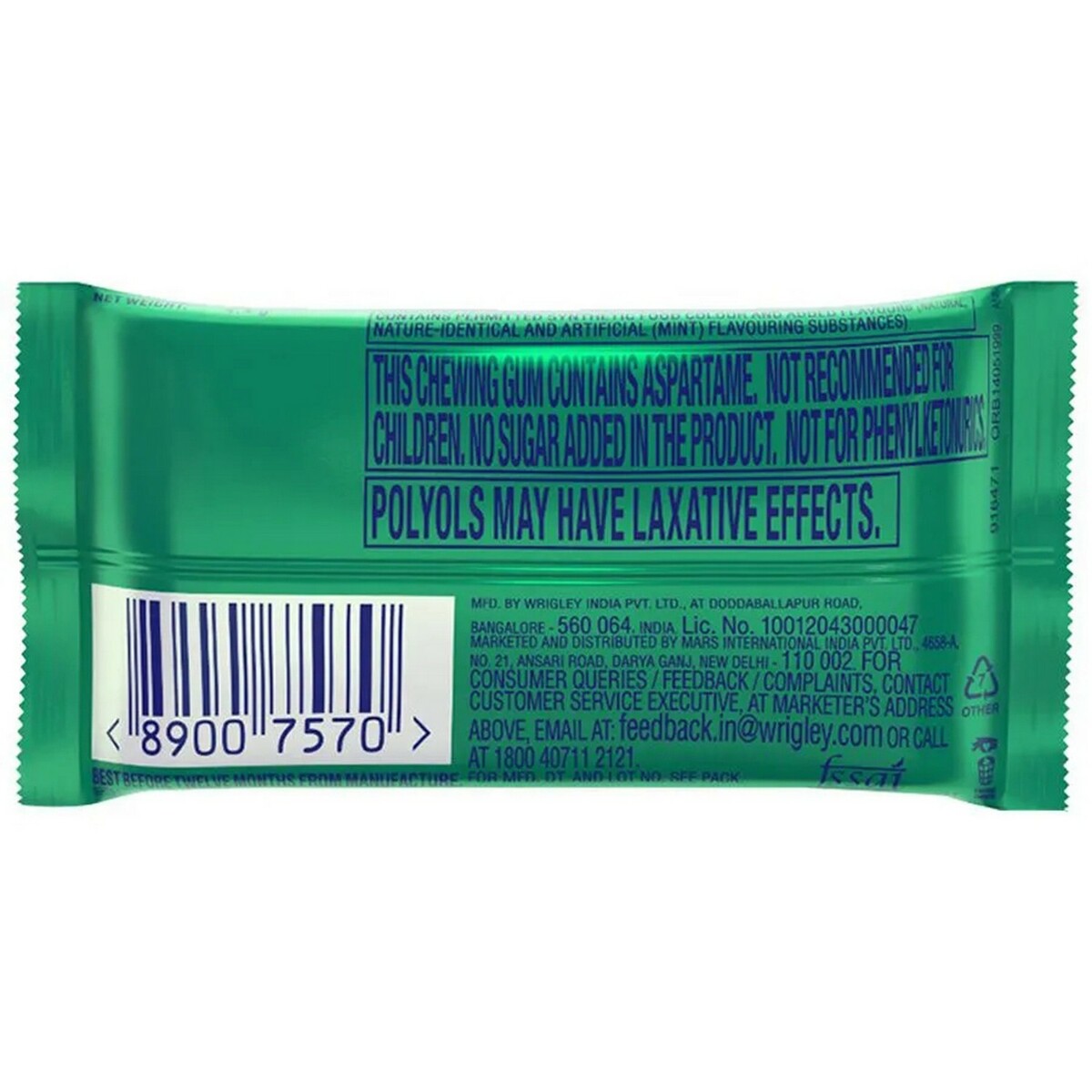 Wrigley's Chewing Gum Orbit Spearmint Sugar Free 4.4g