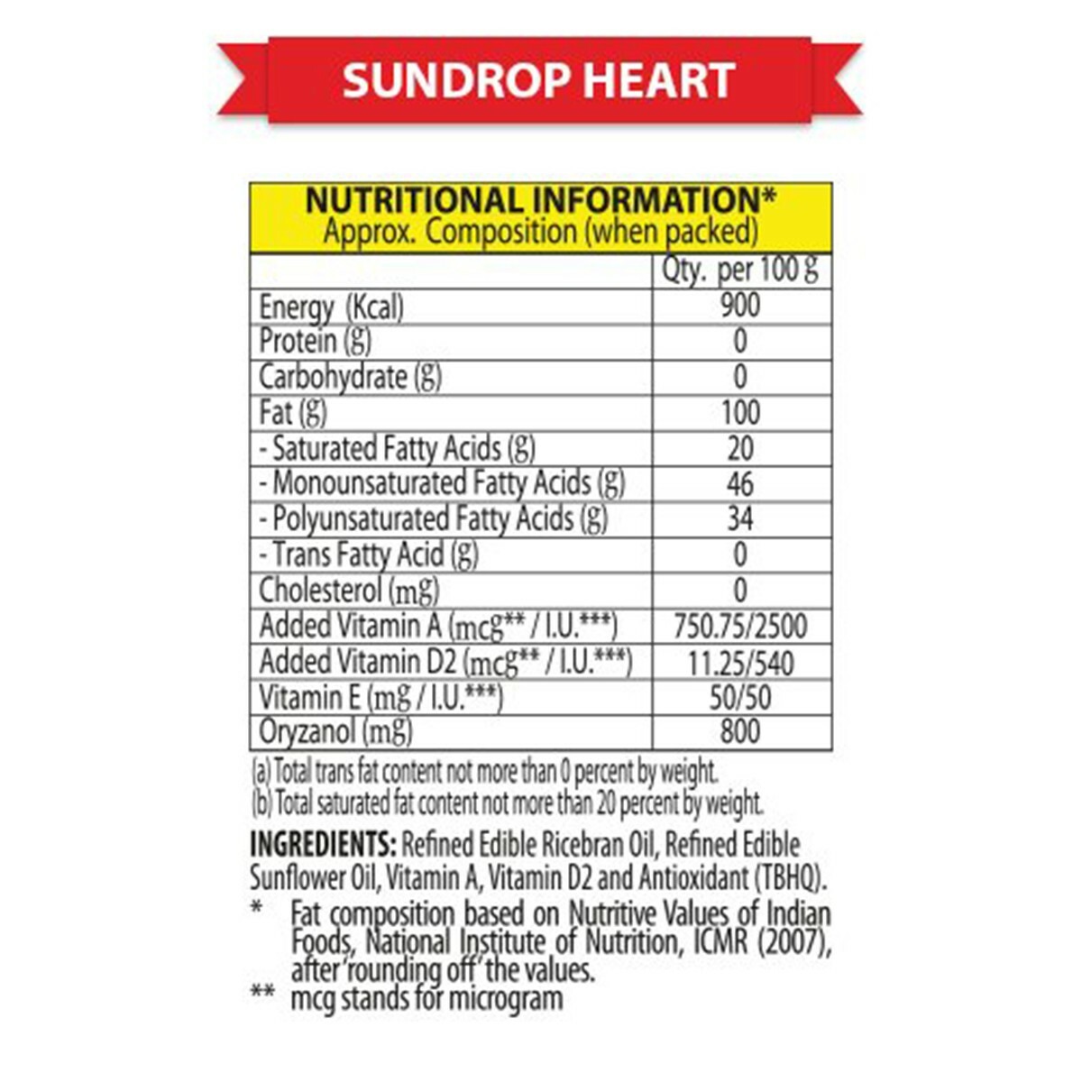 Sundrop Heart SunFlower Oil Pouch 1L