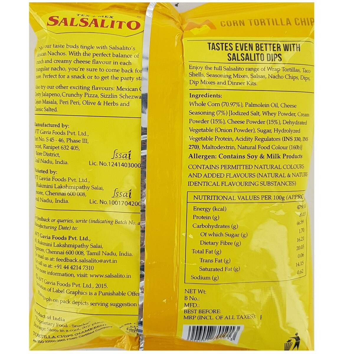 Salsalito Nacho Chips Creamy Cheese 40g