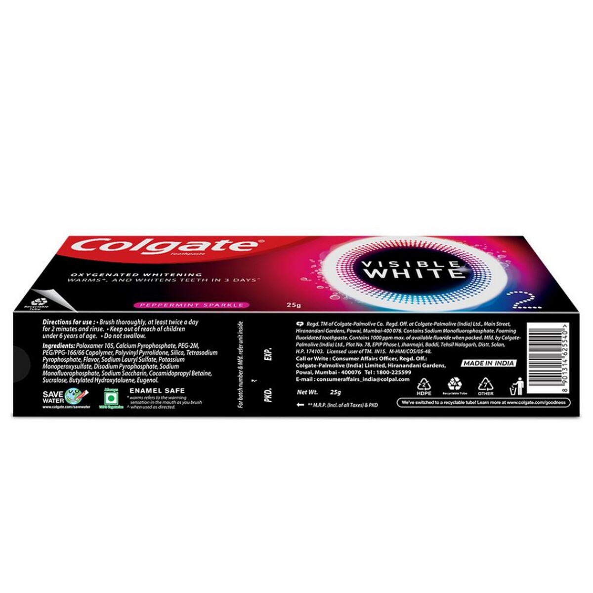 Colgate Toothpaste Visible White O2 Peppermint Sparkle 25g