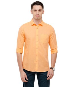 Classic Polo Mens Muscle Fit Orange Solid Shirt