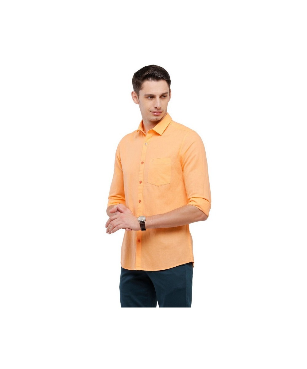 Classic Polo Mens Muscle Fit Orange Solid Shirt