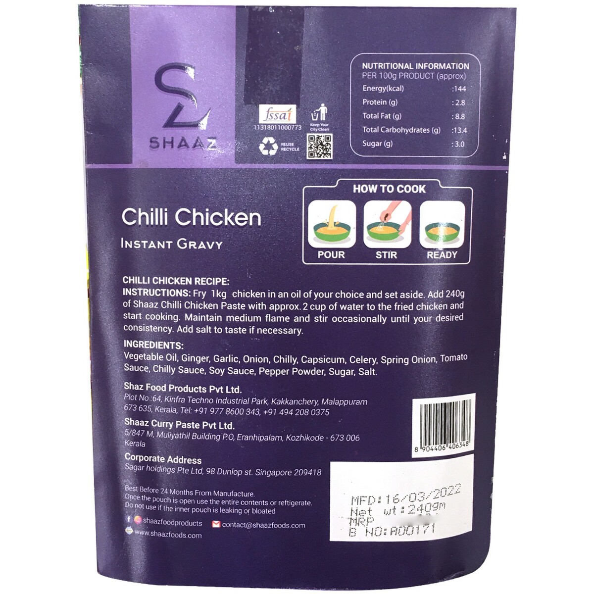 Shaaz Chilli Chicken Gravy 240g