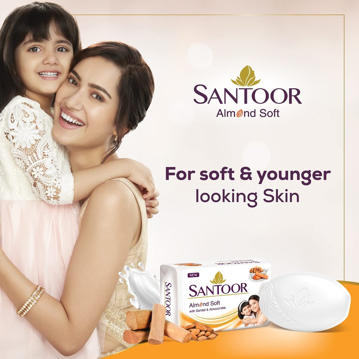 Santoor Soap Sandal & Almond Milk 125g 4s