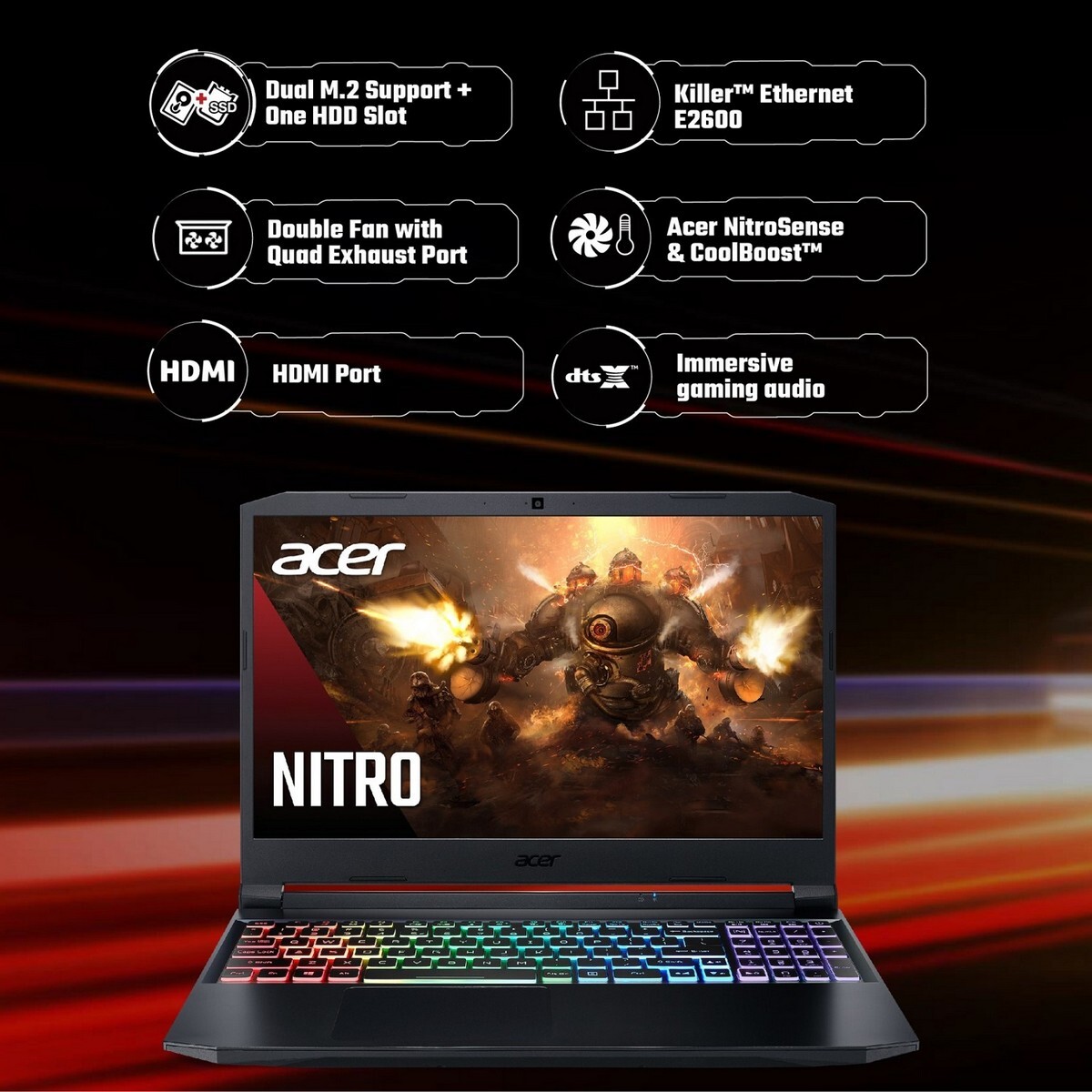 Acer Nitro R5-5600H 8 GB/512 GB SSD/4 GB Graphics/Win11 Home AN515-45 Gaming Laptop