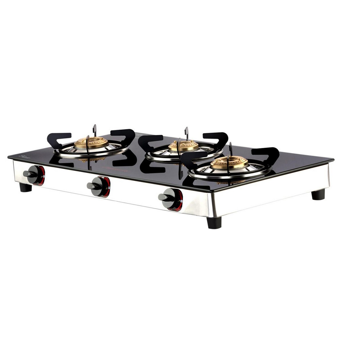 Butterfly Trio Plus Glass Top 3 Burner Gas Stove Black
