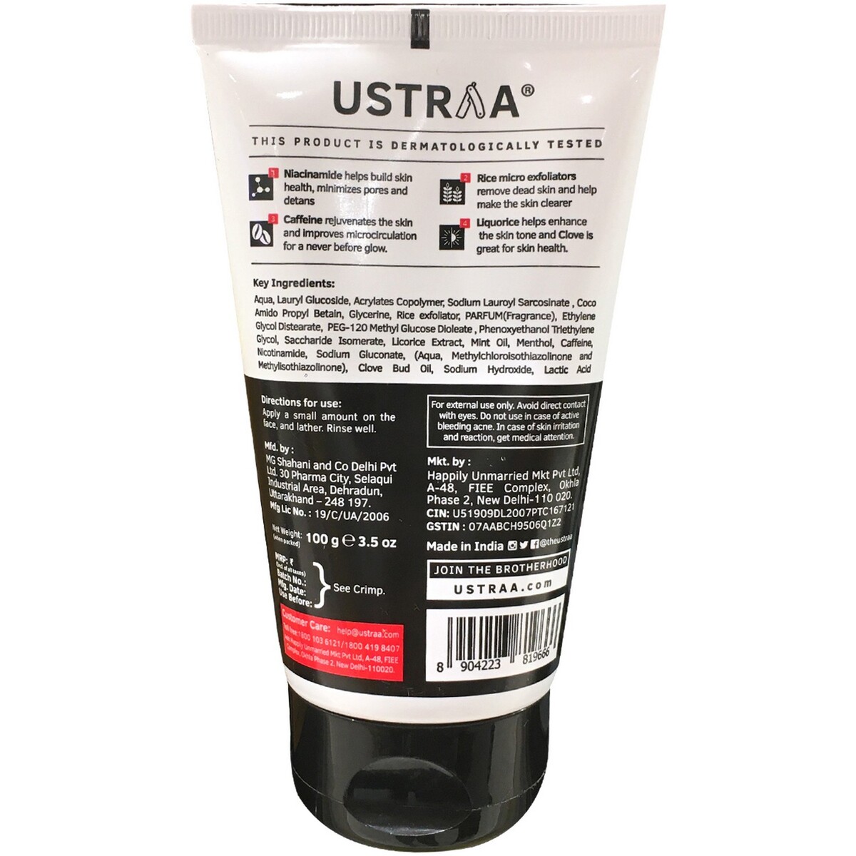 Ustraa Power Face Wash Energize and De-Tan 100g