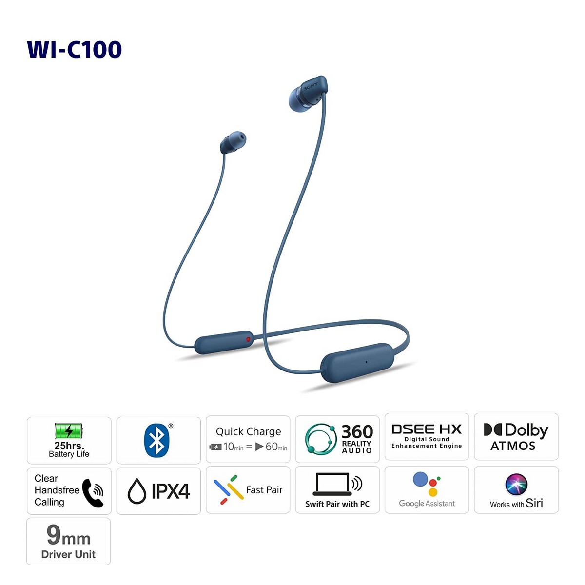 Sony Wireless Bluetooth EarPhone WI-C100/LZ