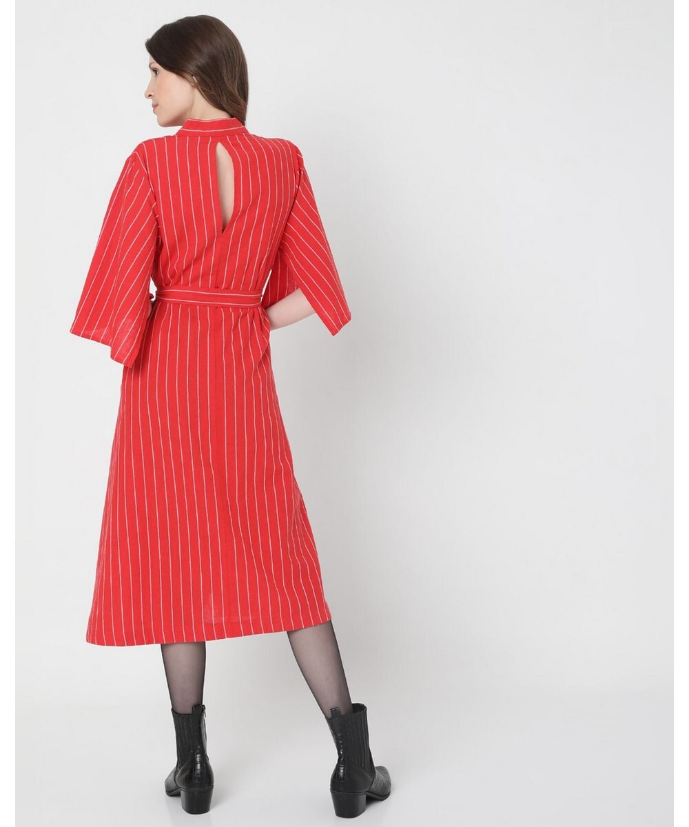 Vero Moda A-Line Fiery-Red Western Dress