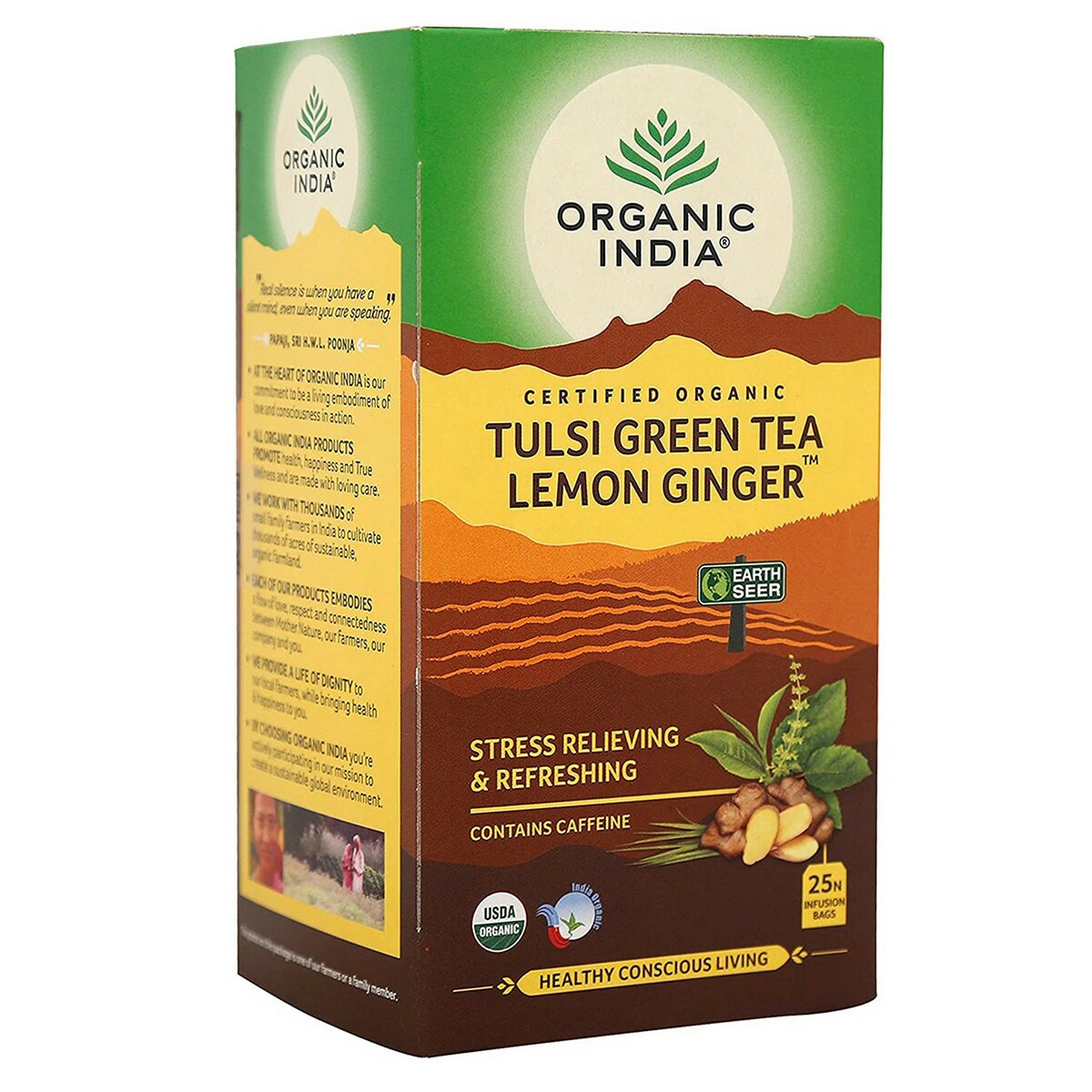 Organic India Tulsi Green Tea Lemon Ginger 18's