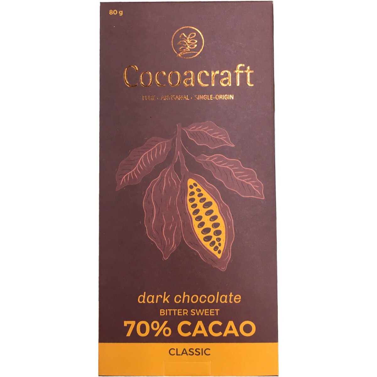 Cocoacraft 70% Cocoa Bittersweet Dark Chocolate 80g