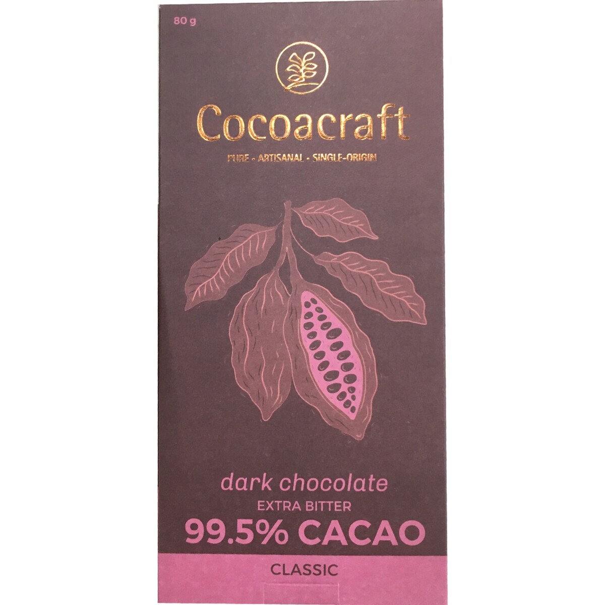 Cocoacraft 99.5% Extra  Bittersweet Dark Chocolate 80g