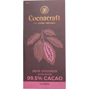 Cocoacraft 99.5% Extra  Bittersweet Dark Chocolate 80g