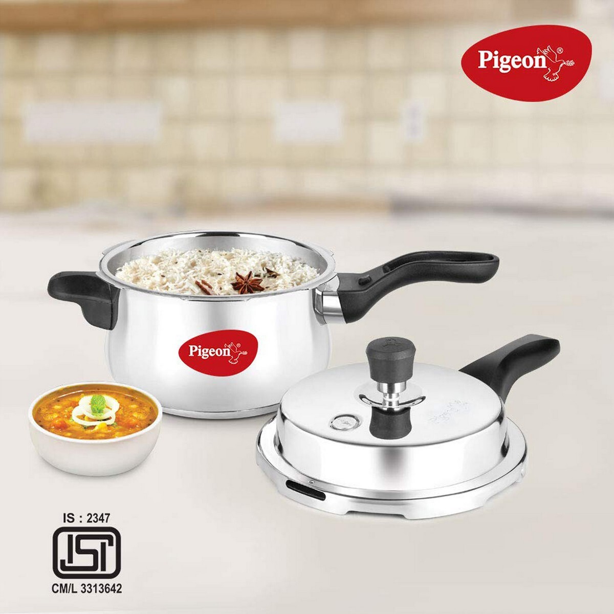 Pigeon Inox Plus Stainless Steel Induction Based Pressure Cooker Outer Lid 3L