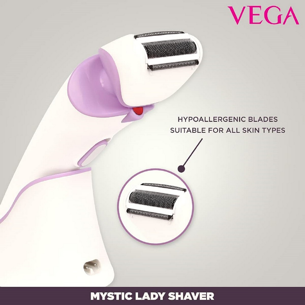 VEGA Mystic Lady Shaver For Women, 90 Mins Runtime with Quick Charge, IPX 6 Waterproof And Cord & Cordless Use