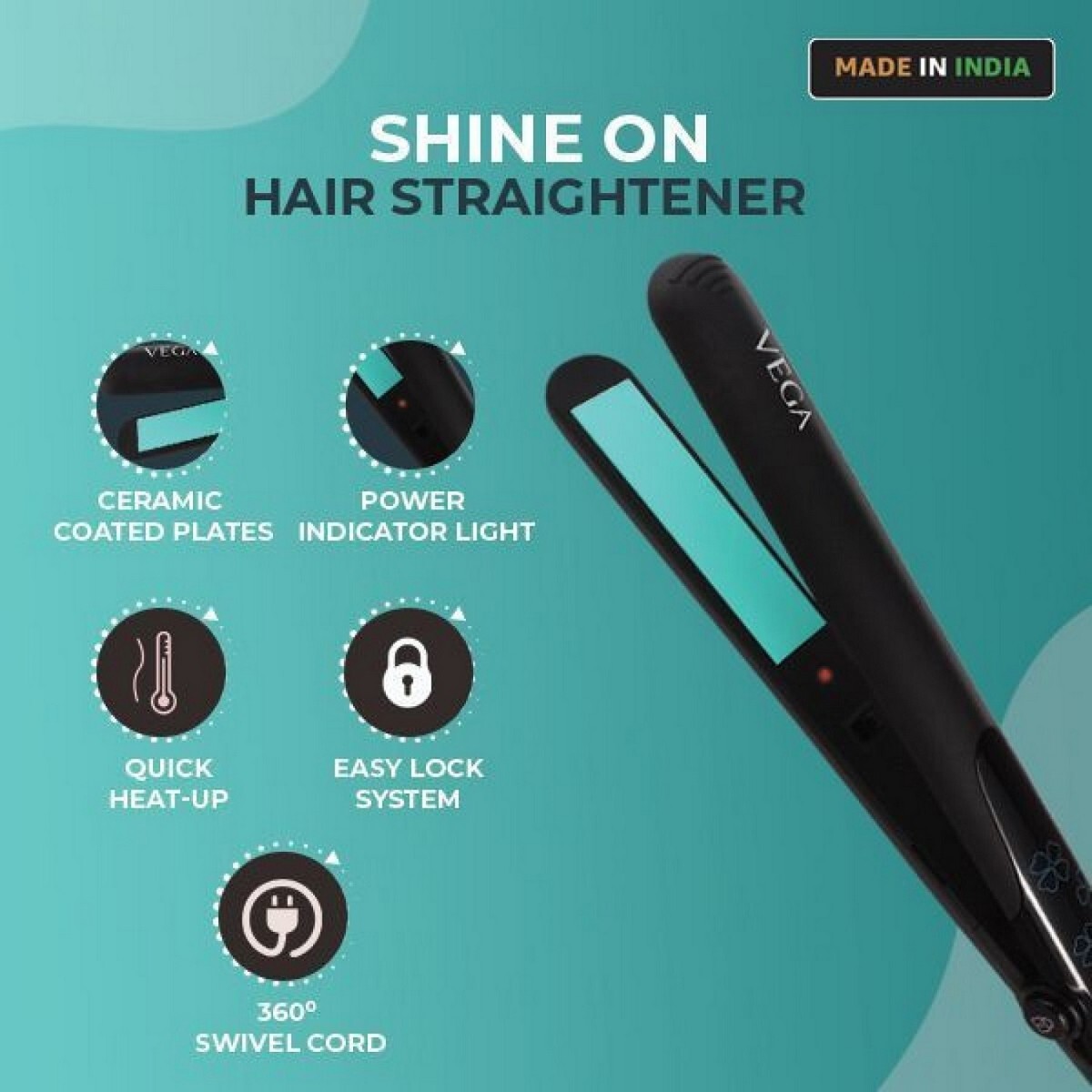 VEGA Shine-On Hair Straightener - VHSH-34