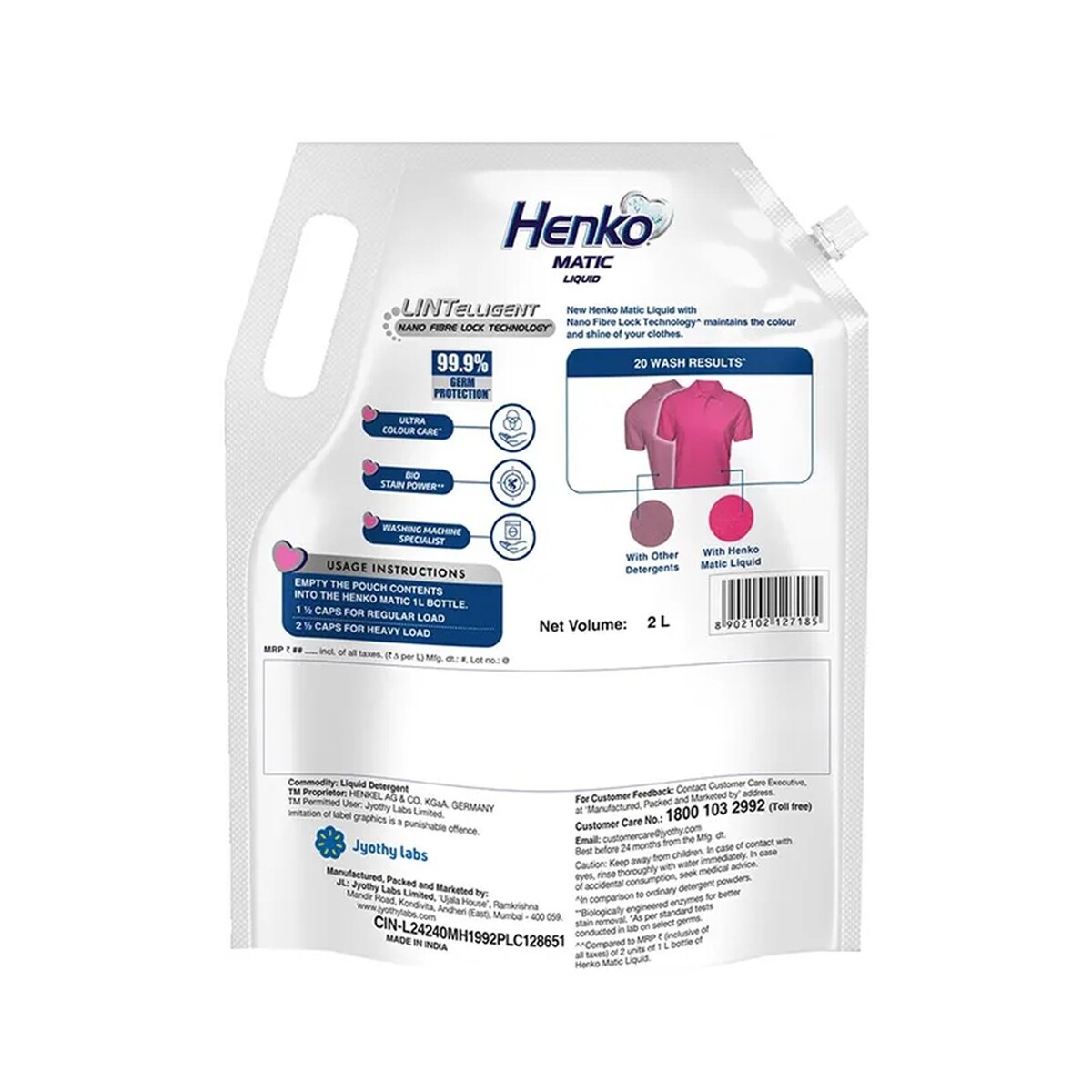 Henko Matic Liquid Detergent Top Load  2 Litre