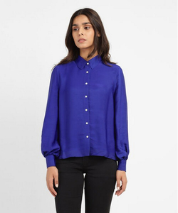 Levis Ladies Regular Fit Electriv Blue Solid Pattern Woven Shirt