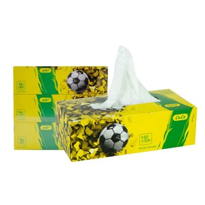 Lulu Football Tissue Yellow 2Ply 150 Sheetsx3