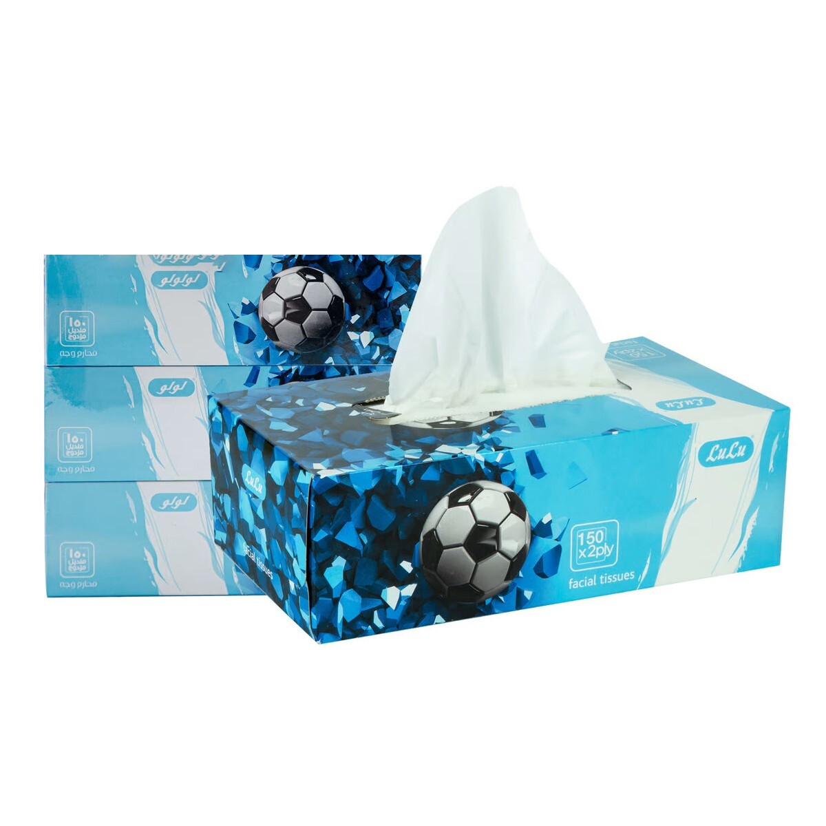Lulu Football Tissue Blue 2Ply 150 Sheetsx3