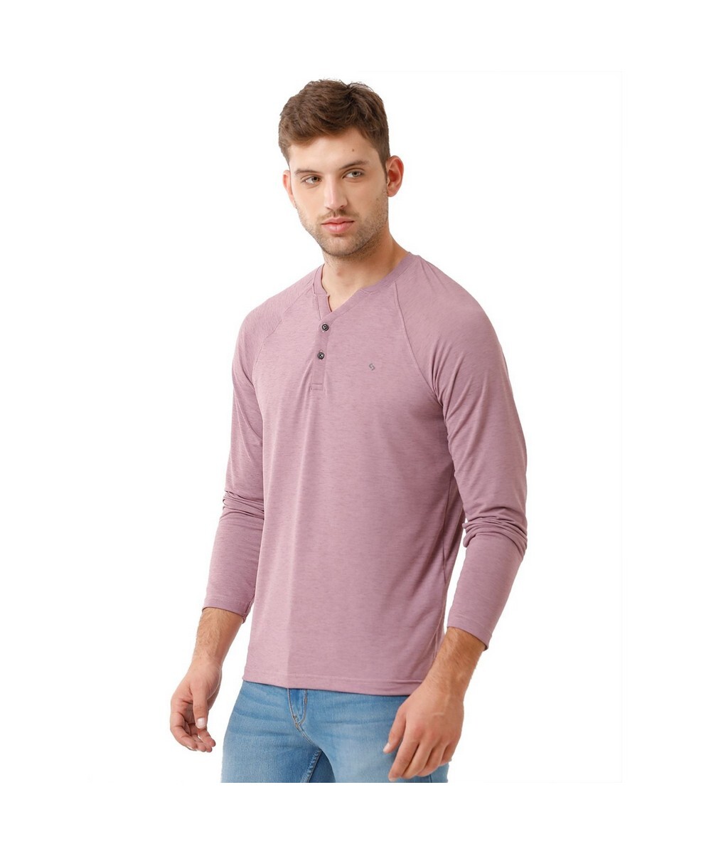 Classic Polo Mens Slim Fit Lavender Full Sleeve Solid Polo T Shirt