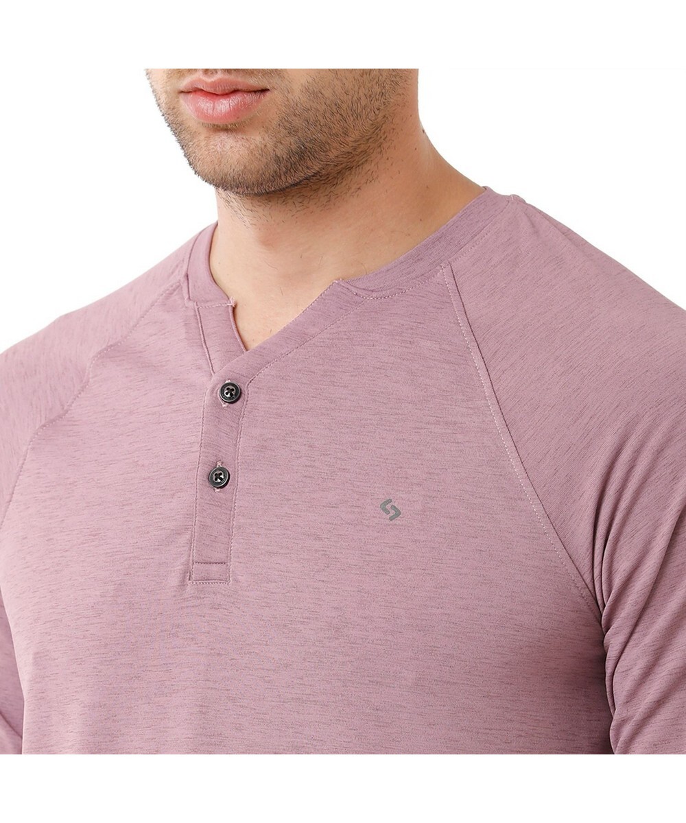 Classic Polo Mens Slim Fit Lavender Full Sleeve Solid Polo T Shirt