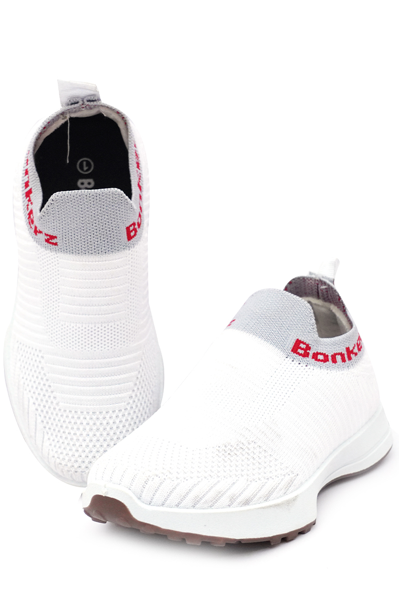 Bonkerz Kids White & Light Grey Slip-On Shoe