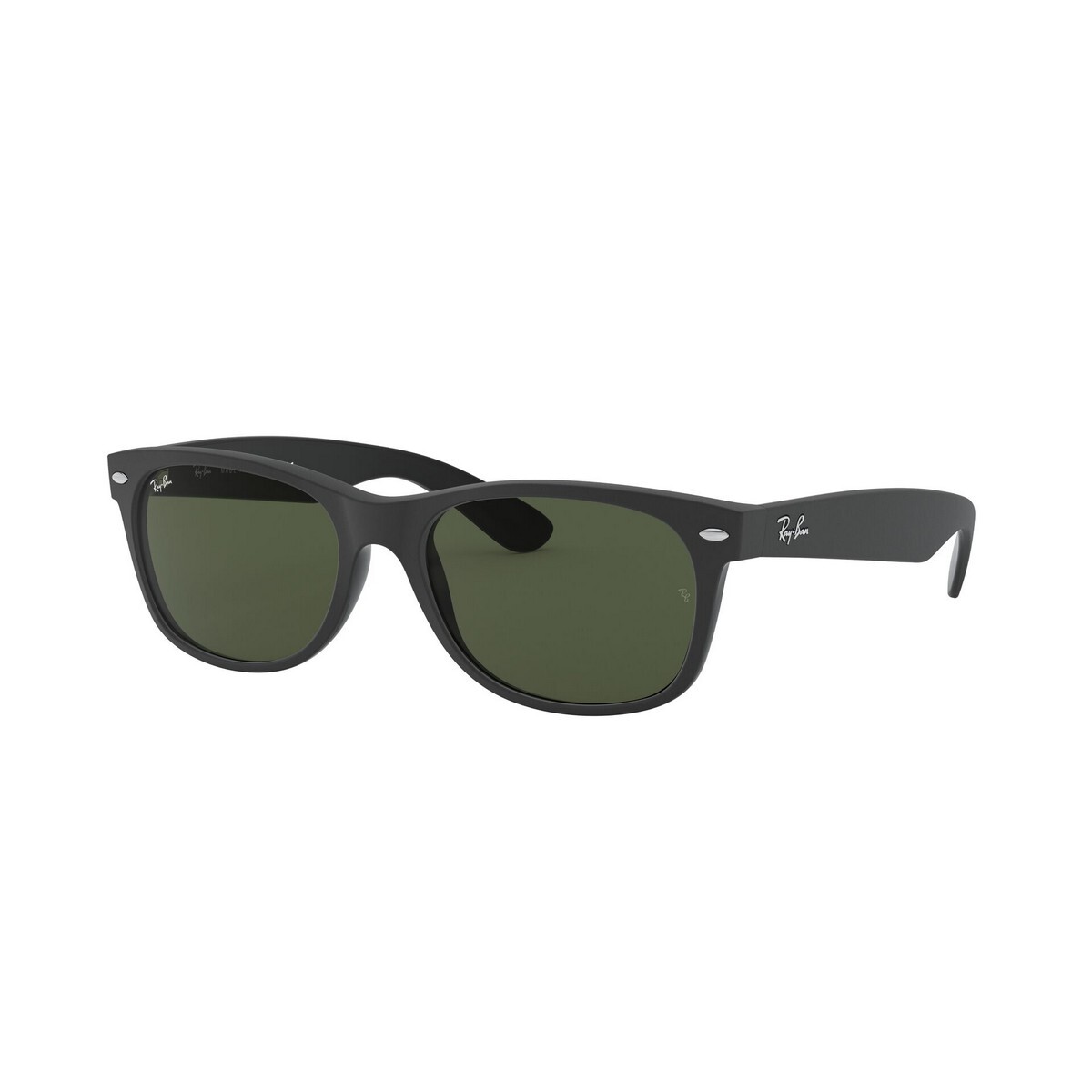 Rayban Unisex Top Rubber Black On Shiny Black Frame With Green Lens Sunglass
