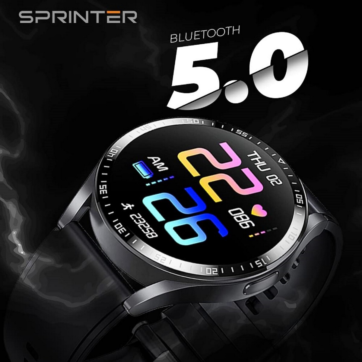 Corseca JUST Sprinter Smart Watch 1.28 inches LCD Color Display with 240x240 Resolution, Built-in 300 mAh Battery,Black
